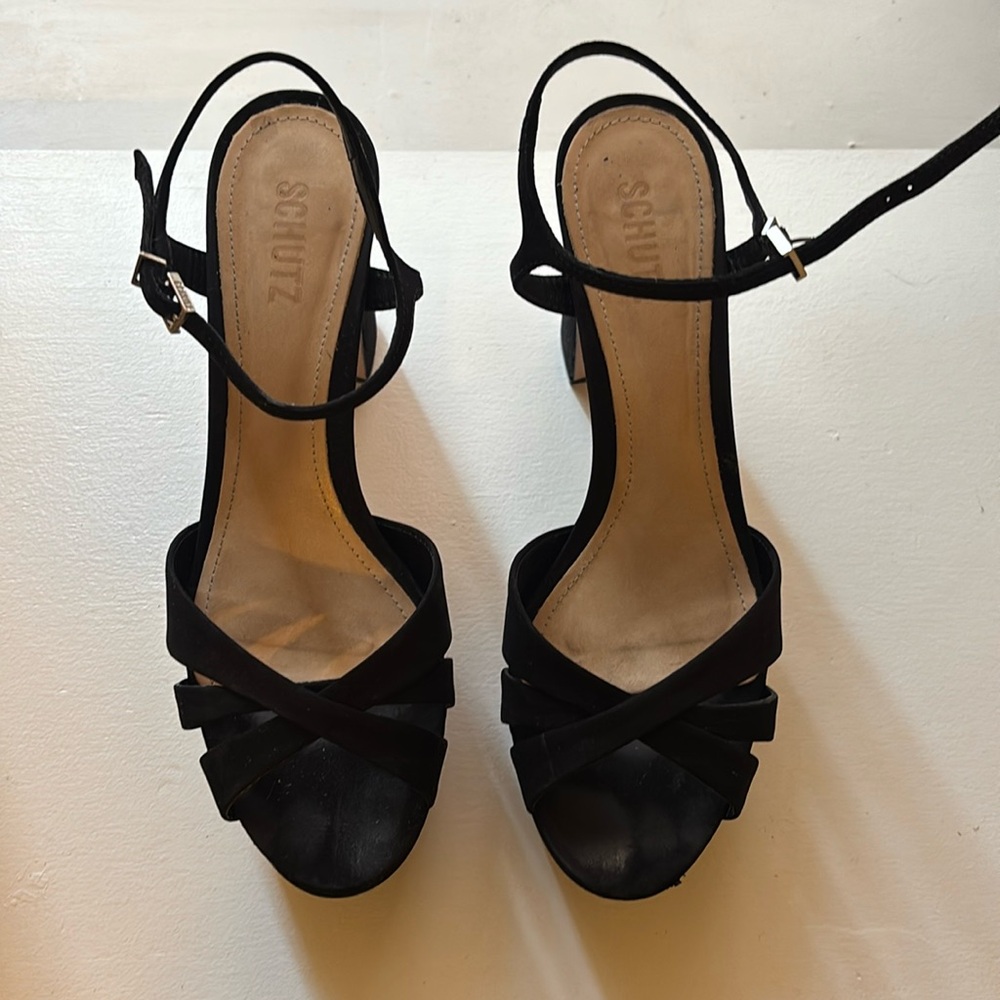 Schutz Keefa Leather Platform Sandals size 10